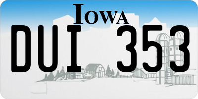 IA license plate DUI353