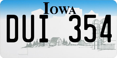 IA license plate DUI354