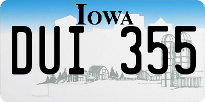 IA license plate DUI355