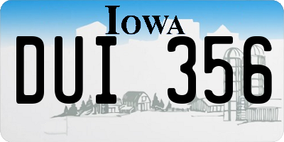 IA license plate DUI356