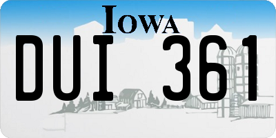 IA license plate DUI361