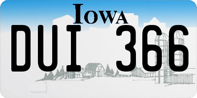 IA license plate DUI366