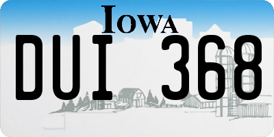 IA license plate DUI368