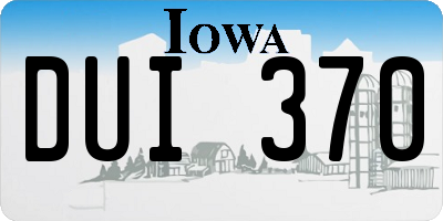IA license plate DUI370