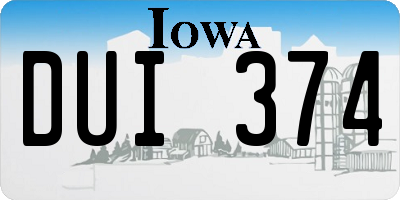 IA license plate DUI374