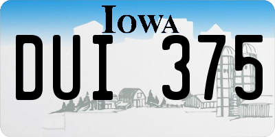 IA license plate DUI375
