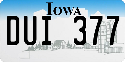 IA license plate DUI377