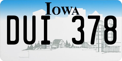 IA license plate DUI378
