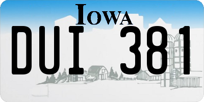 IA license plate DUI381