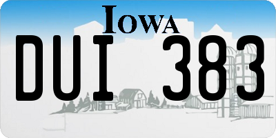 IA license plate DUI383