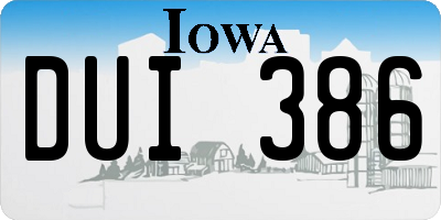IA license plate DUI386