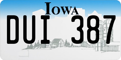 IA license plate DUI387