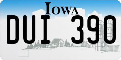 IA license plate DUI390