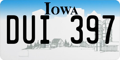 IA license plate DUI397