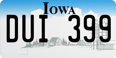 IA license plate DUI399