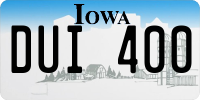 IA license plate DUI400