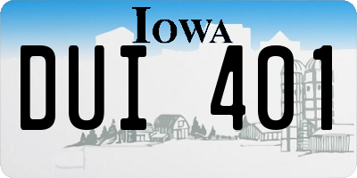 IA license plate DUI401