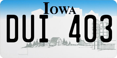 IA license plate DUI403