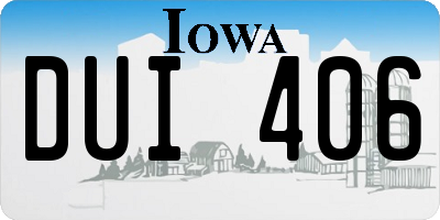 IA license plate DUI406