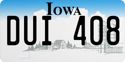 IA license plate DUI408