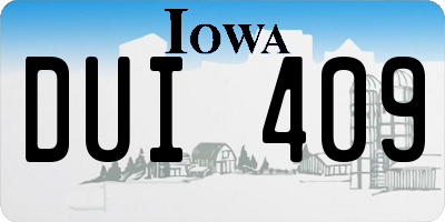 IA license plate DUI409