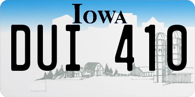 IA license plate DUI410