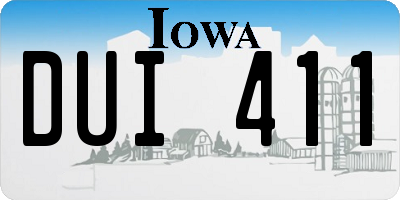 IA license plate DUI411