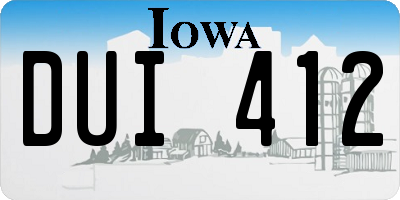 IA license plate DUI412