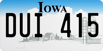 IA license plate DUI415