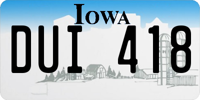 IA license plate DUI418