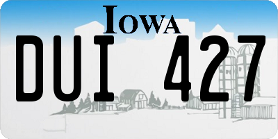 IA license plate DUI427
