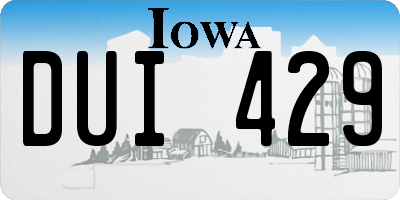 IA license plate DUI429