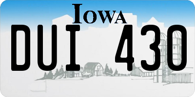 IA license plate DUI430