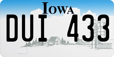 IA license plate DUI433