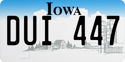 IA license plate DUI447