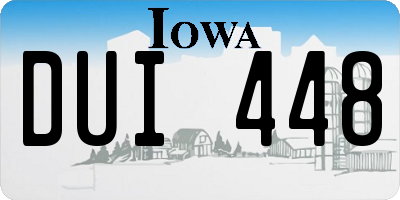 IA license plate DUI448