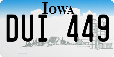 IA license plate DUI449
