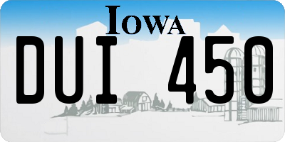 IA license plate DUI450