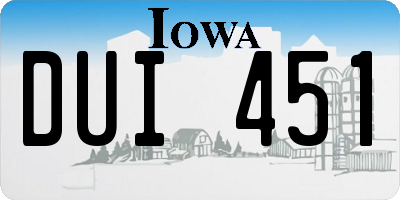 IA license plate DUI451