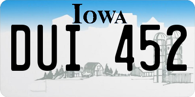IA license plate DUI452
