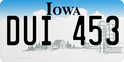 IA license plate DUI453