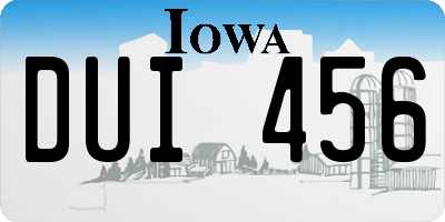 IA license plate DUI456