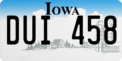 IA license plate DUI458