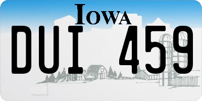 IA license plate DUI459