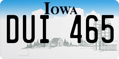 IA license plate DUI465