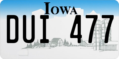IA license plate DUI477