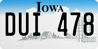 IA license plate DUI478