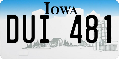 IA license plate DUI481