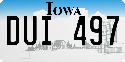 IA license plate DUI497