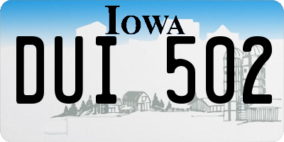 IA license plate DUI502
